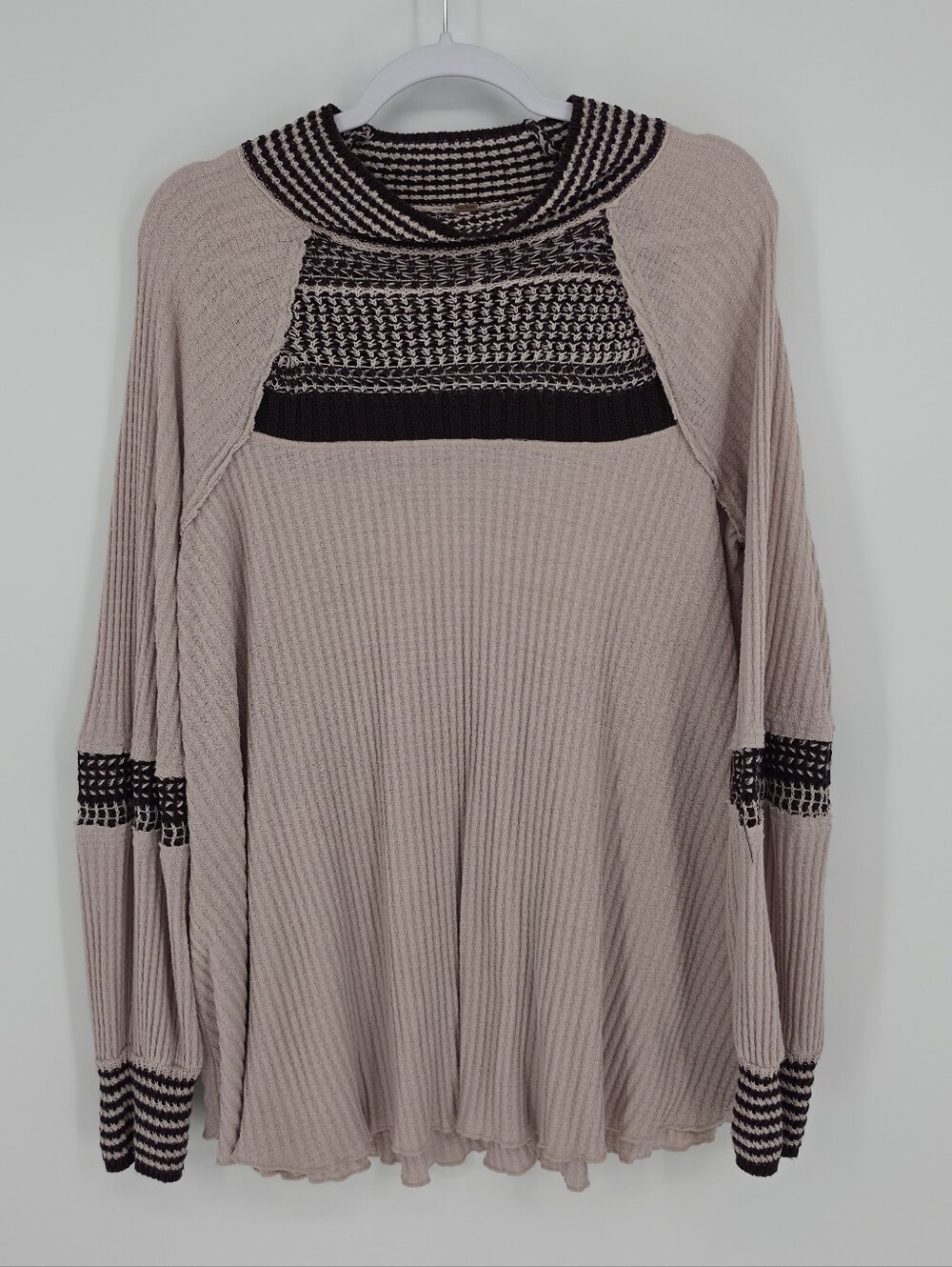 Free People Snow Day Thermal Top Waffle Knit Large